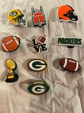Green Bay Packers Football Charms - Green and Yellow Shoe Pins - Bogg Bag